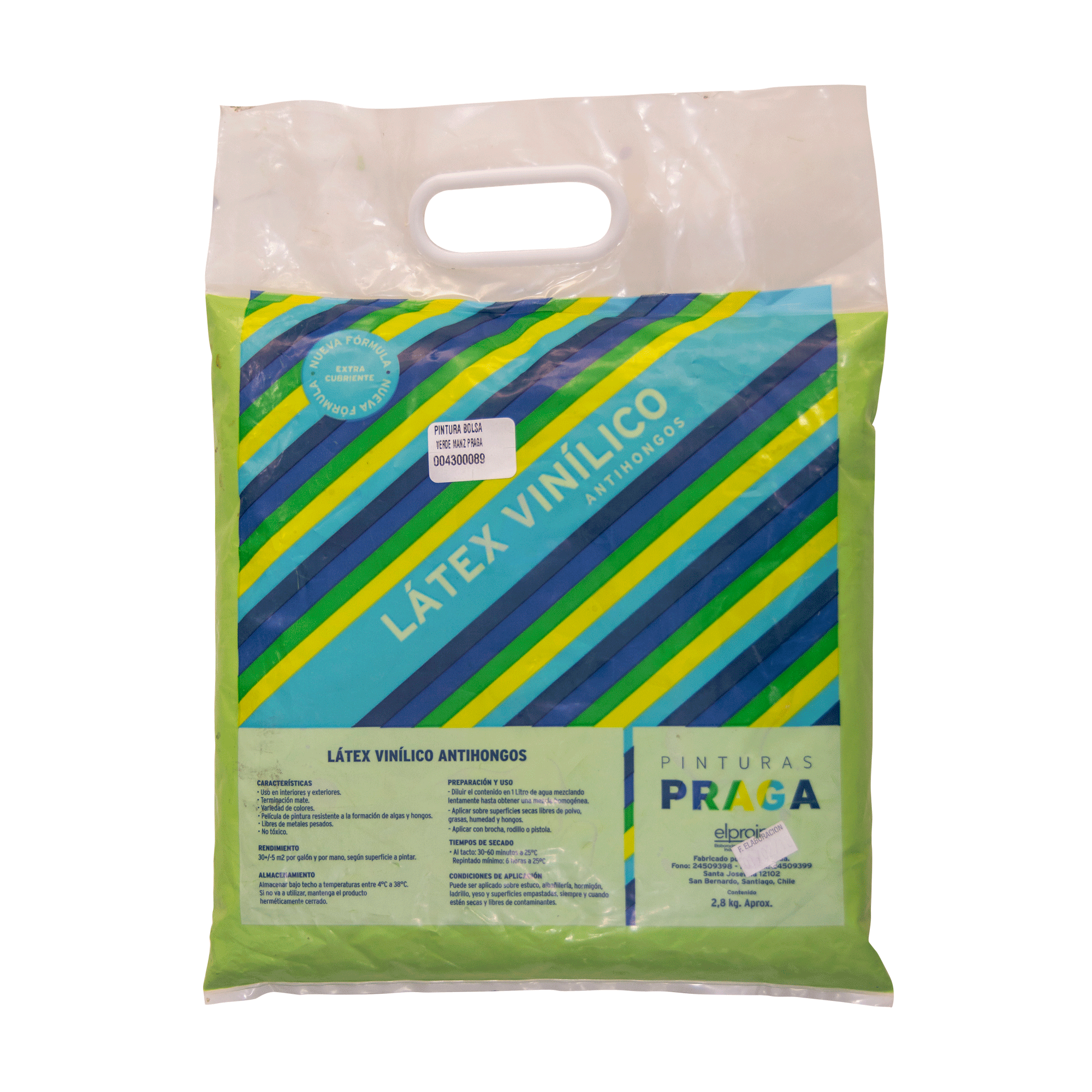 Pintura en Bolsa Praga 2.8KG Pintura En Bolsa Verde Manzana Praga