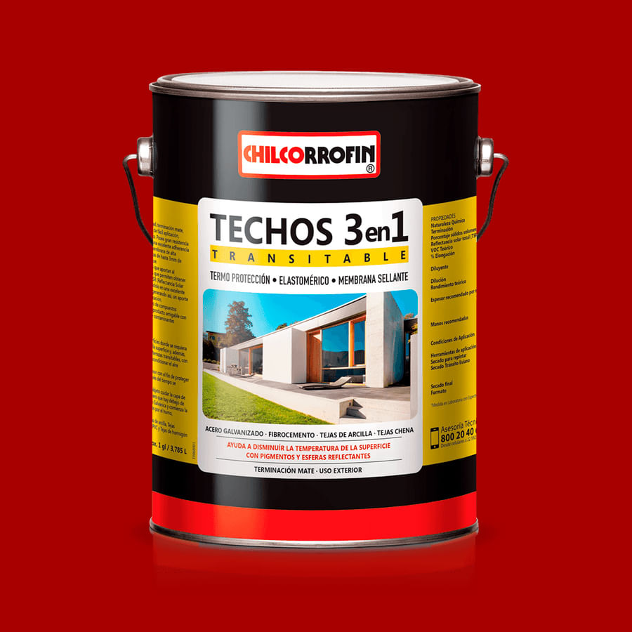Pintura para Techos 3 en 1 Impermeabilizante Elastomerica 1 Galón Chilcorrofin Pintura para Techos 3 En 1 Impermeabilizante Elastomerico Rojo Galón Chilcorrofin