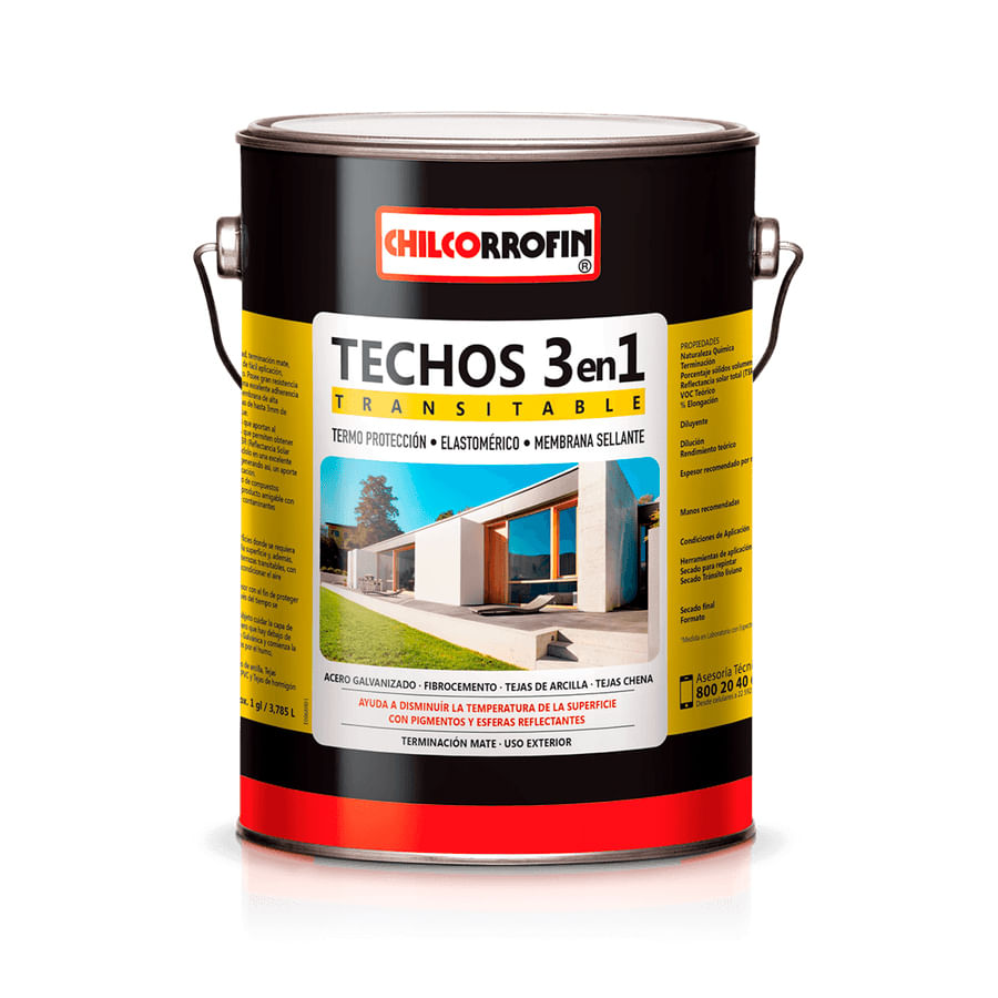 Pintura para Techos 3 en 1 Impermeabilizante Elastomerica 1 Galón Chilcorrofin Pintura para Techos 3 En 1 Impermeabilizante Elastomerico Blanco Galon Chilcorrofin