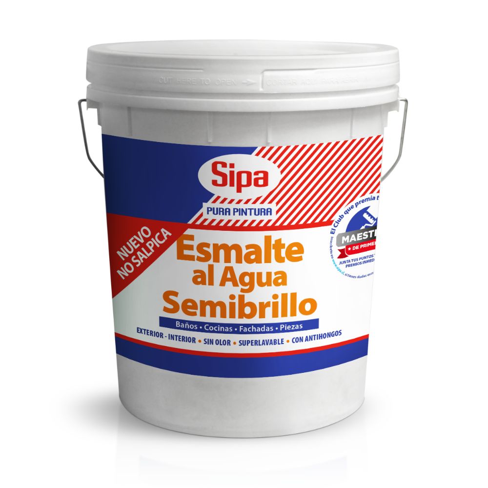 Esmalte al Agua Semibrillo Blanco 4 Gl Sipa Esmalte Al Agua Semibrillo Blanco 4Gl Sipa