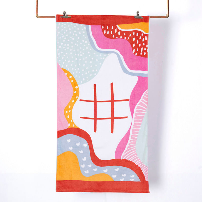 Toalla De Playa 70X150Cm Juego Gato Rosado Mashini