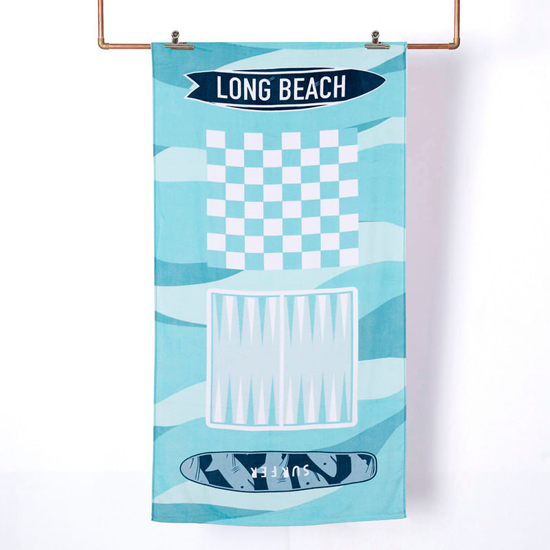 Toalla De Playa 70X150Cm Juego Dama Celeste Mashini