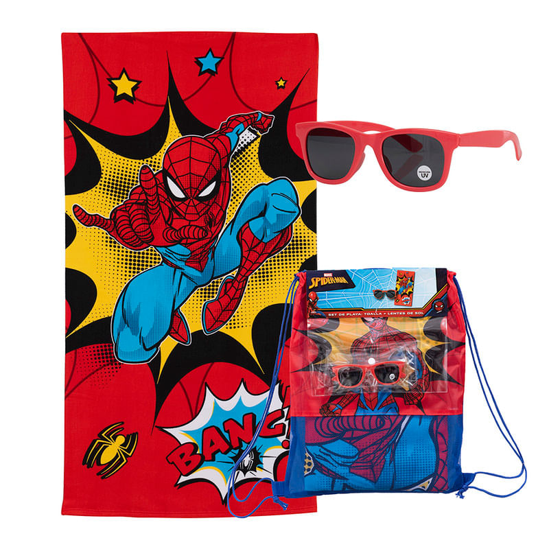 Toalla De Playa 70X140Cm + Lentes De Sol Spiderman Mashini