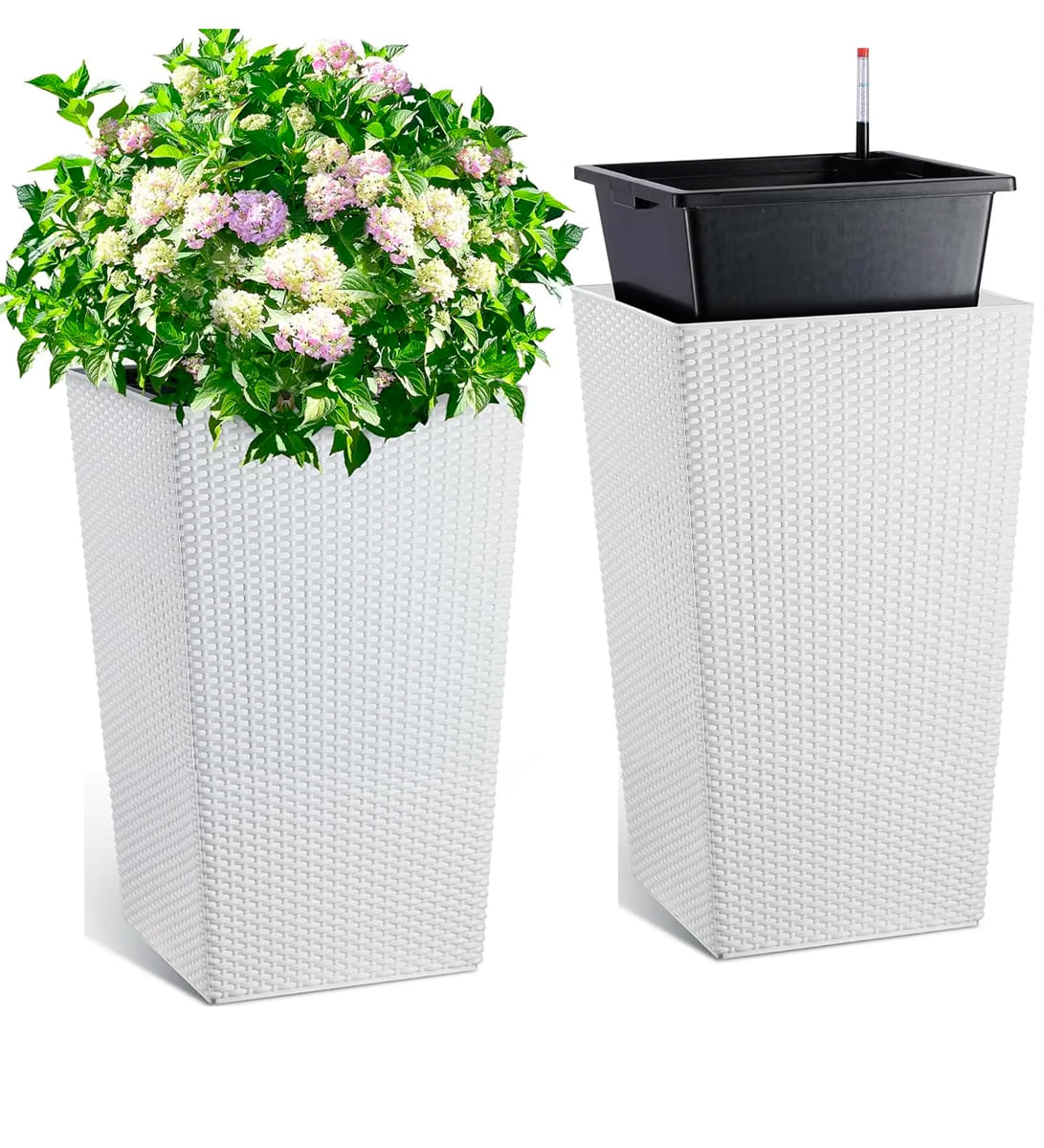 Macetero 30X22X57Cm Blanco Casa Viva