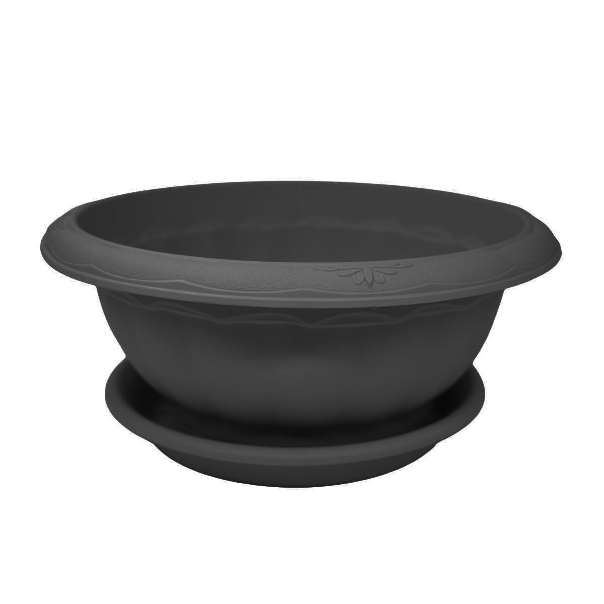 Macetero 35X15Cm Negro Con Plato Casa Viva