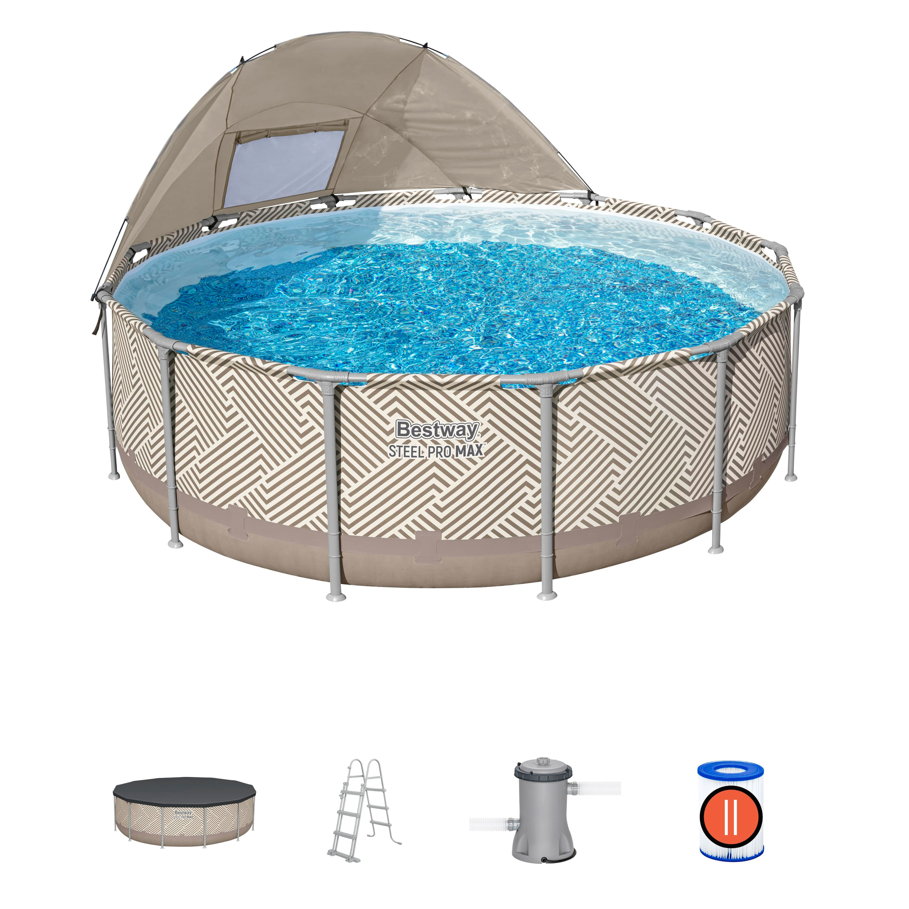 Piscina Estructural Redonda 396X107Cm Con Parasol Bestway