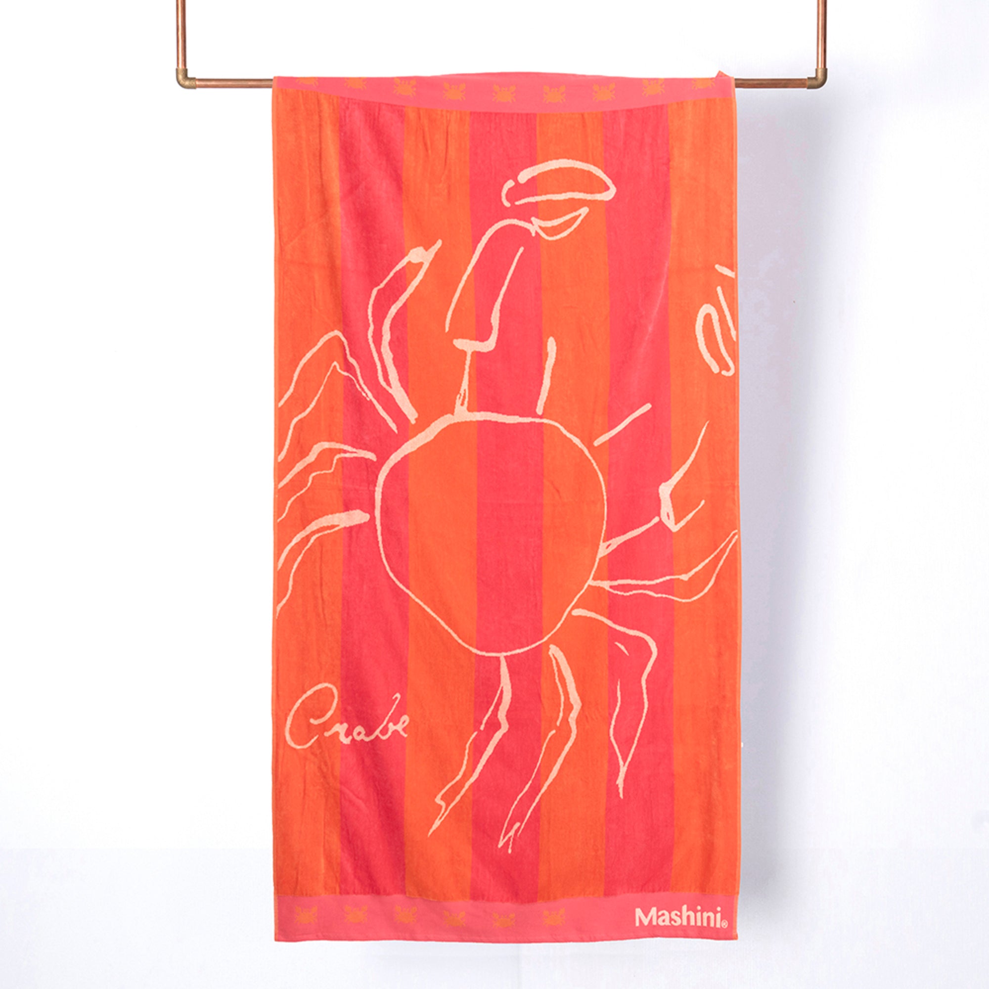 Toalla De Playa 100X180Cm Jacquard Crab Mashini