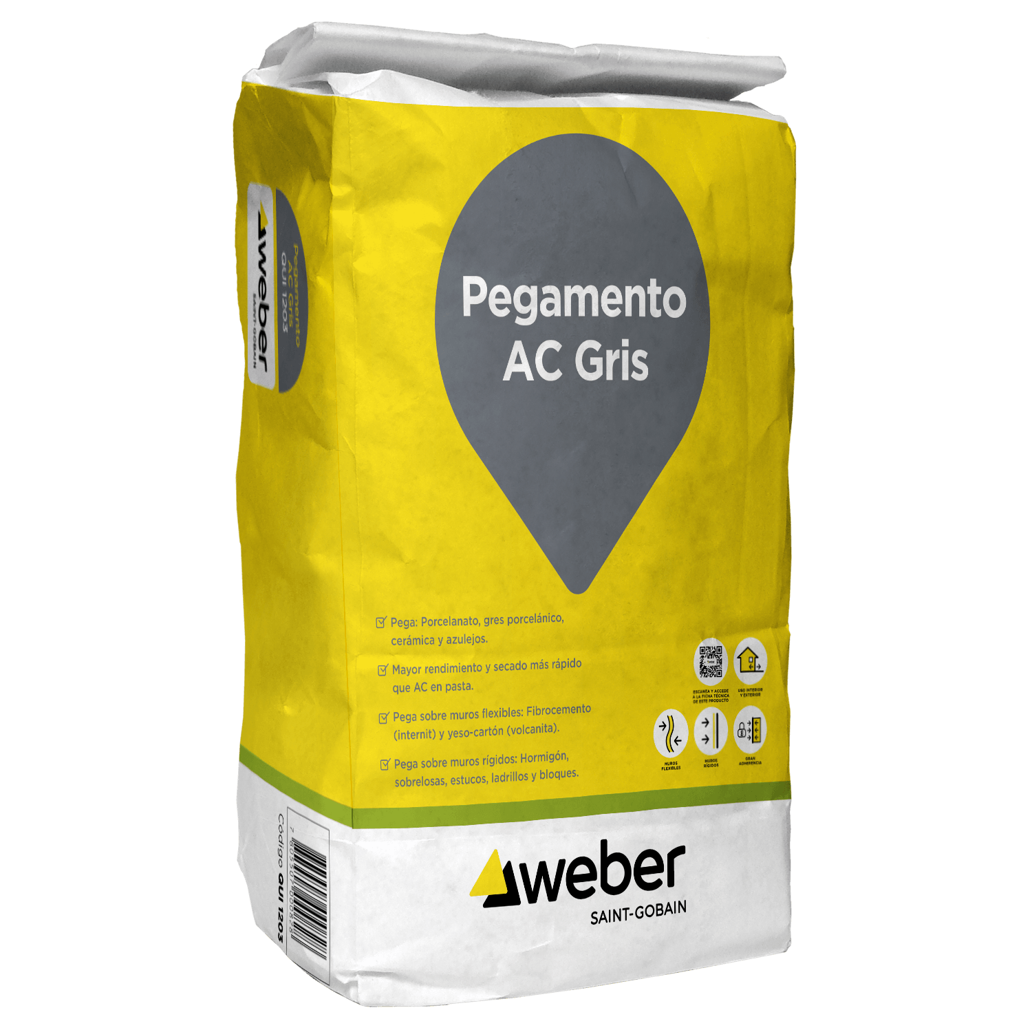 Pegamento Para Cerámico Ac Polvo Gris 24.5 Kg Weber