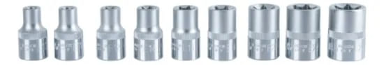 Dados 9 Piezas 1/2" Dr E10,11,12,14,16,18,20,22,24 Makawa