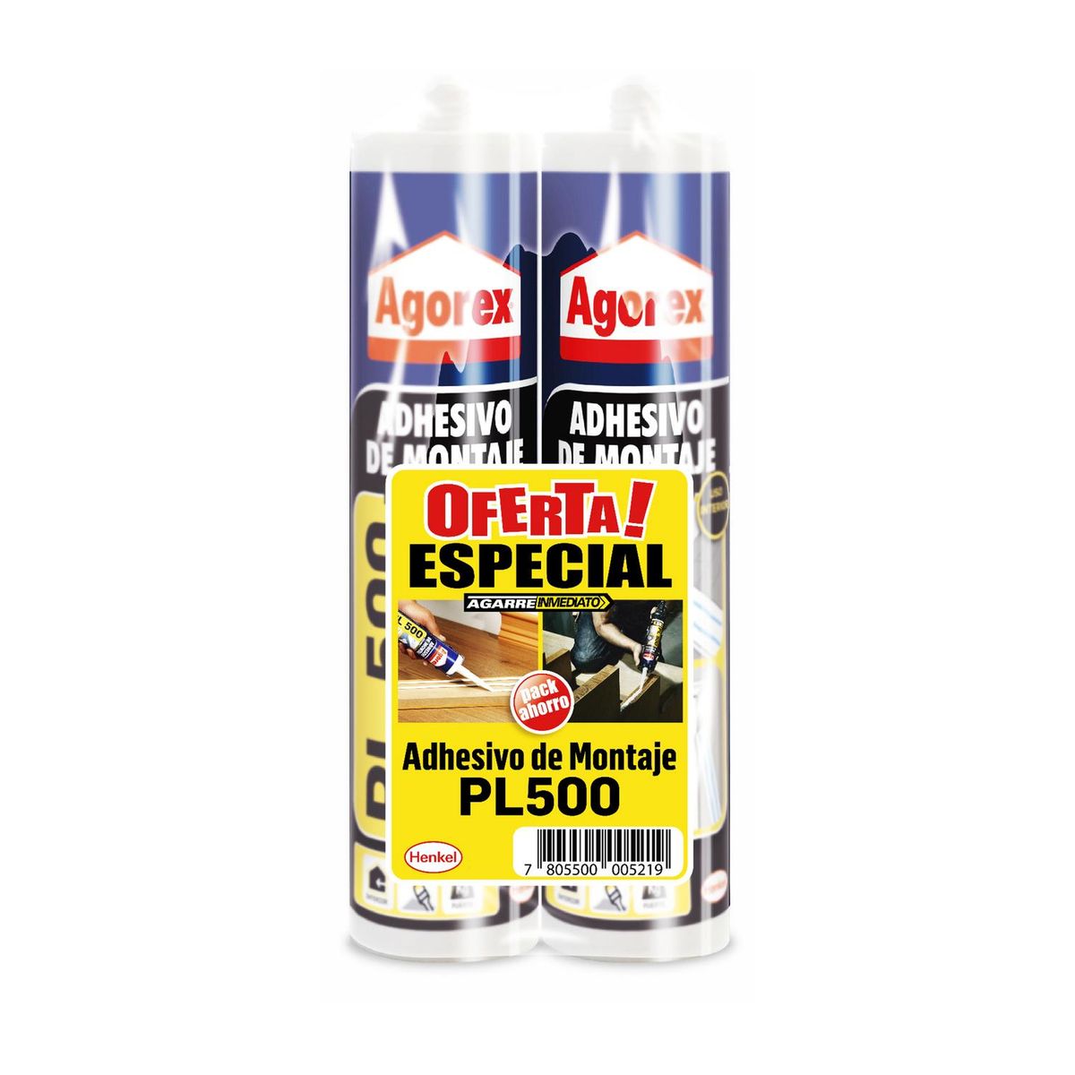 Adhesivo Montaje 370Gr Pl500 Pack 2 Unidades Agorex