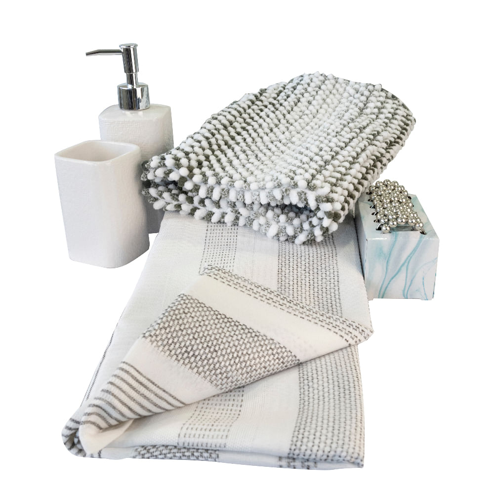 Set De Baño 17 Piezas Sofia Gris Doral