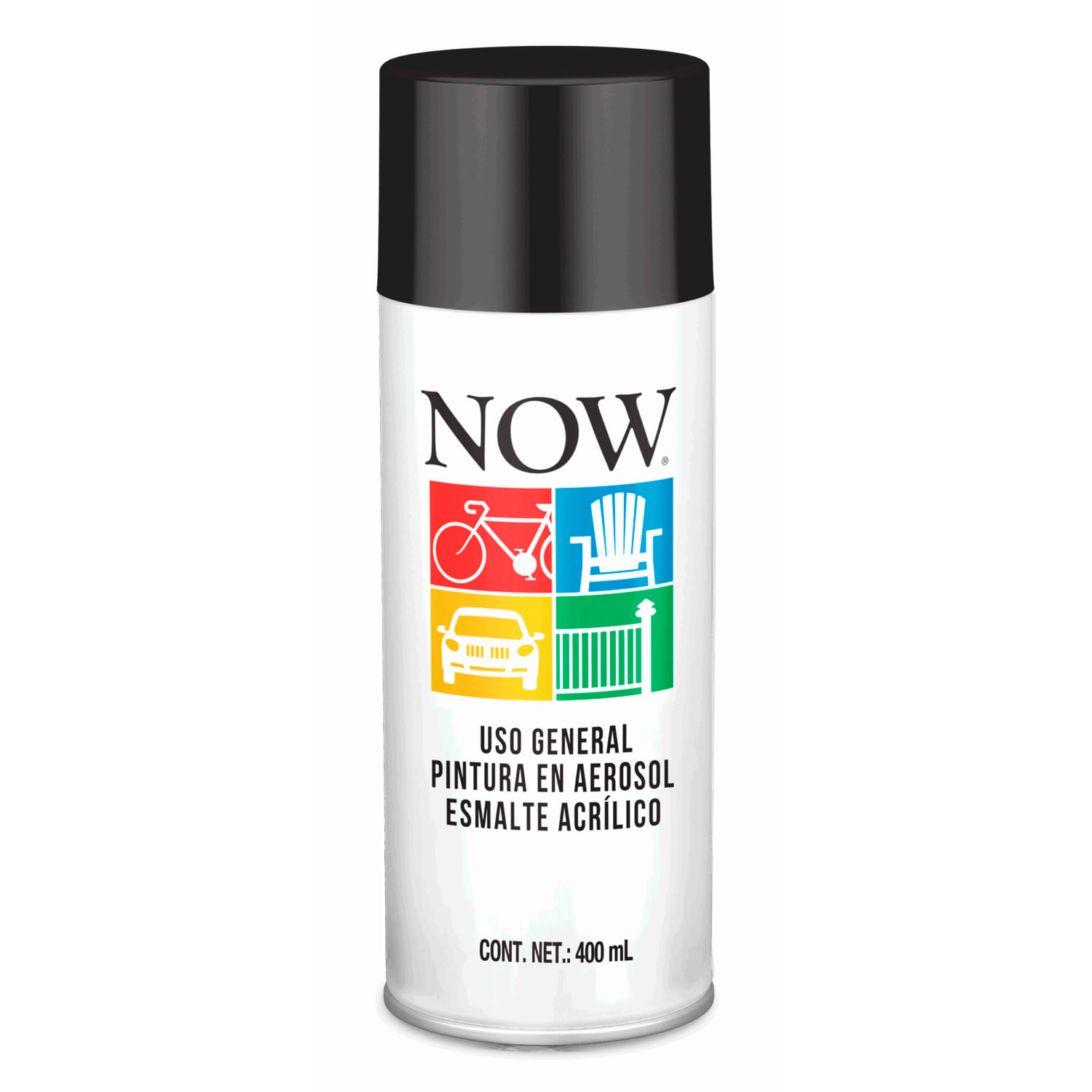 Spray Pintura Esmalte Acrilico Negro Bte 485Cc Now