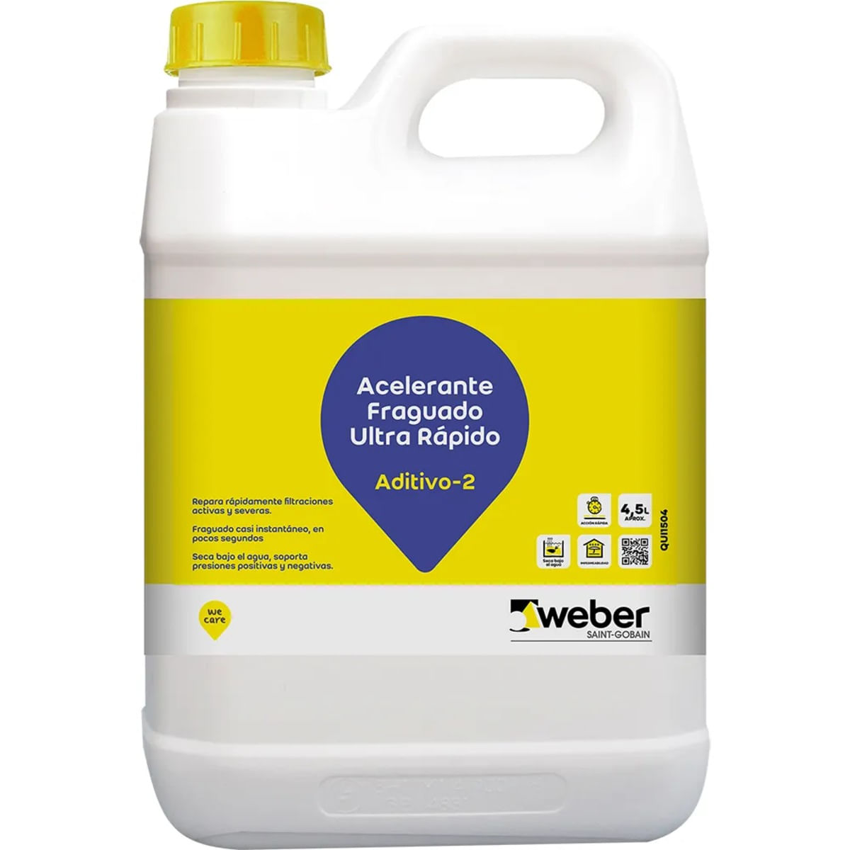 Acelerante De Fraguado Ultra Rapido Aditivo-2 Bidon 4.5 Litros Weber