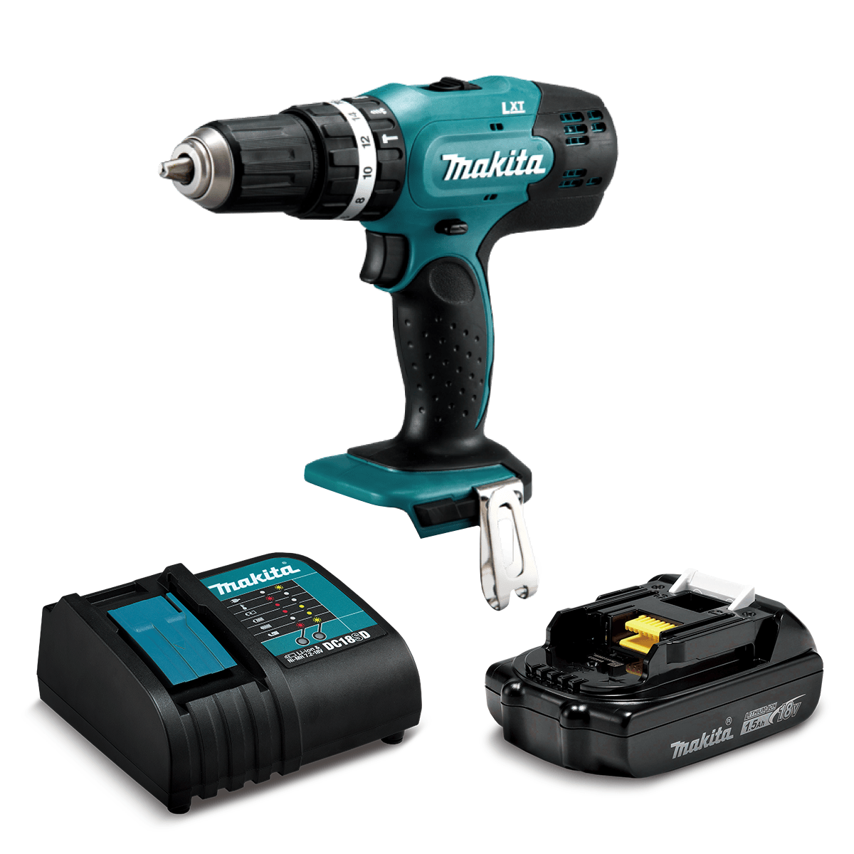Taladro Atornillador Percutor 13Mm 18V Dhp453+Baterias+Cargador Makita