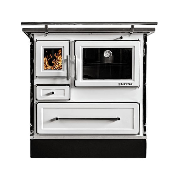 Cocina A Leña Calbuco Mz80 82X56Cm Blanca Con Kit 5" Alcazar