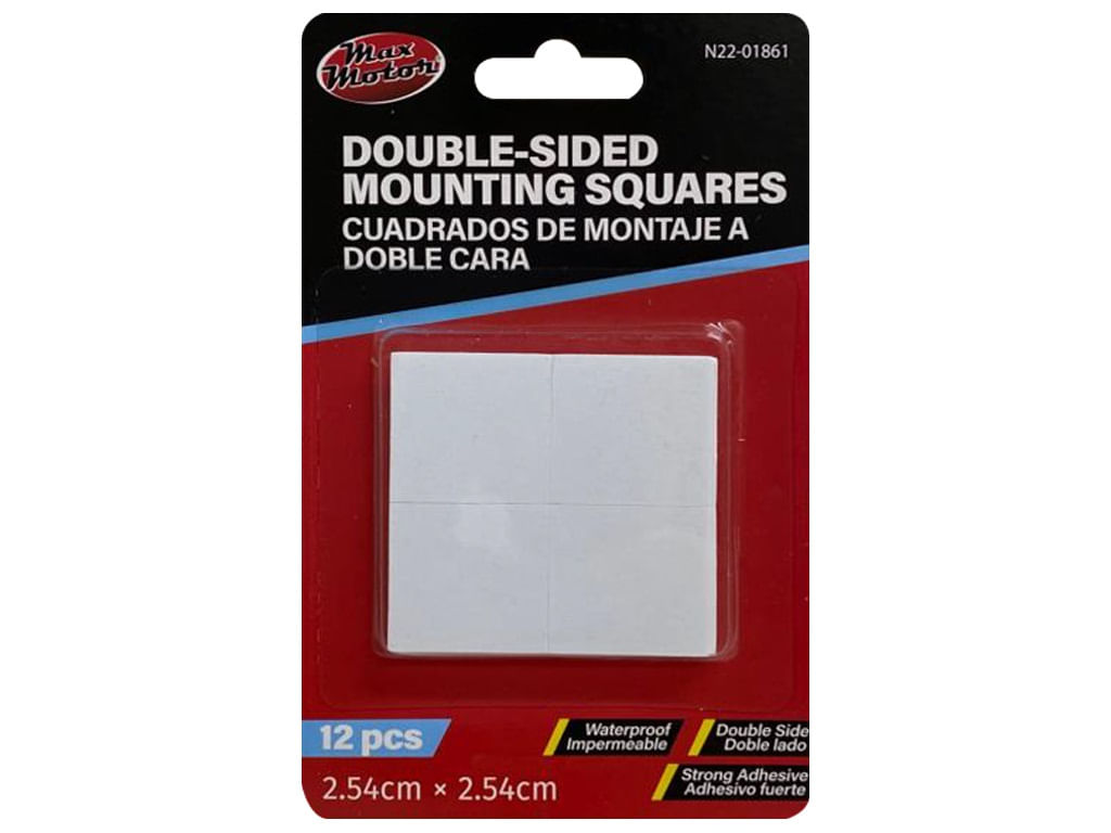 Cinta Adhesiva Doble Contacto 12 Piezas 2.54X2.54Cm Max Motor