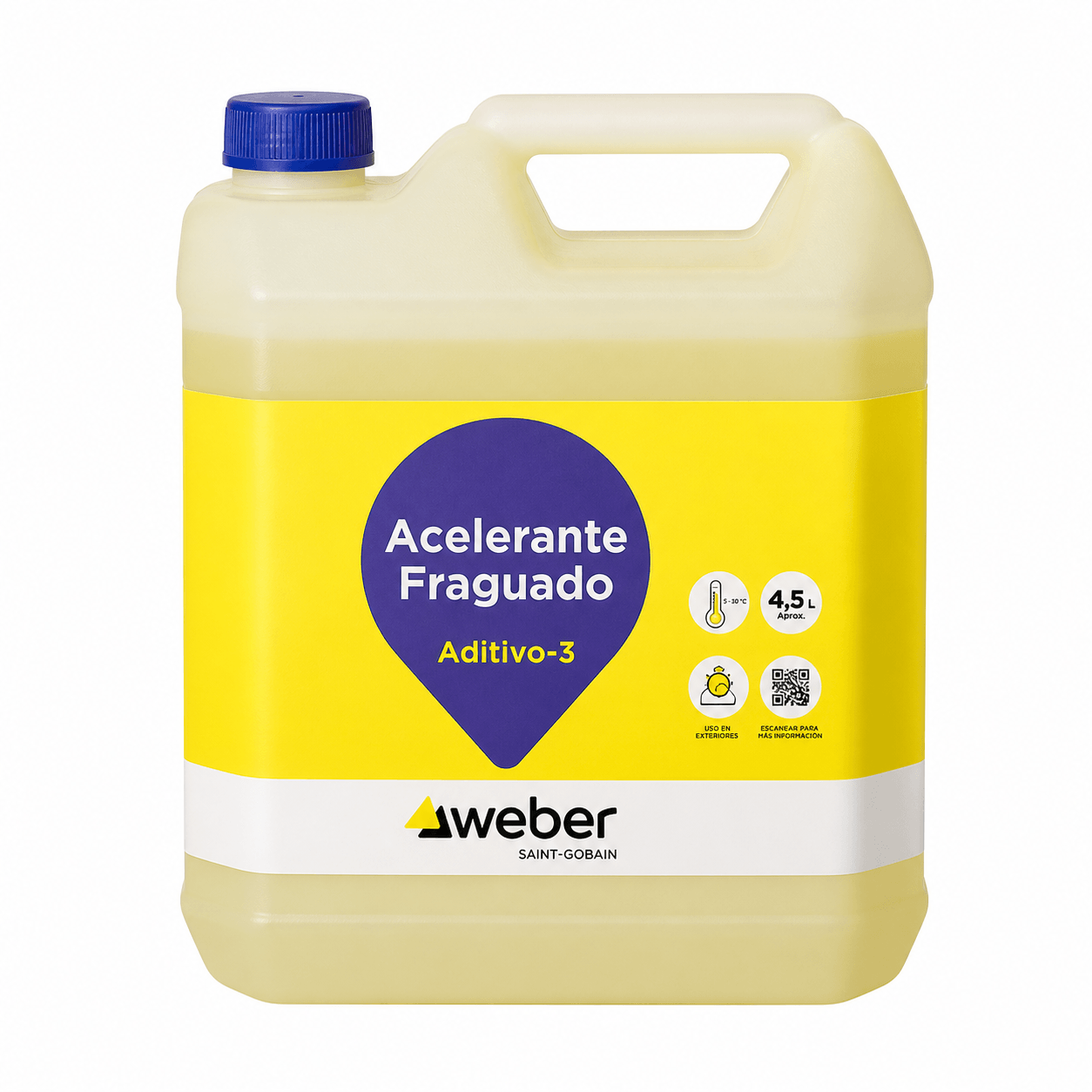Acelerante De Fraguado Aditivo-3 Bidon 4.5 Litros Weber