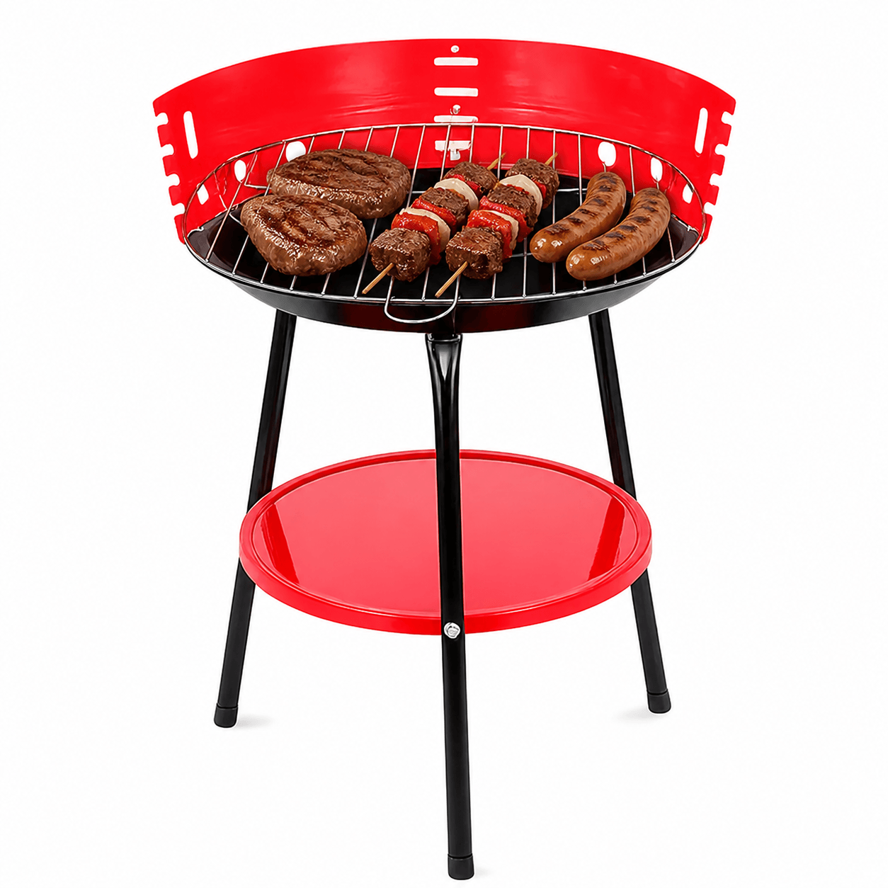 Parrilla A Carbon 36X36X53.5Cm Portatil Redonda Con Repisa S/M Fab